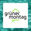 Grüner Montag Logo mit Stadthintergrund