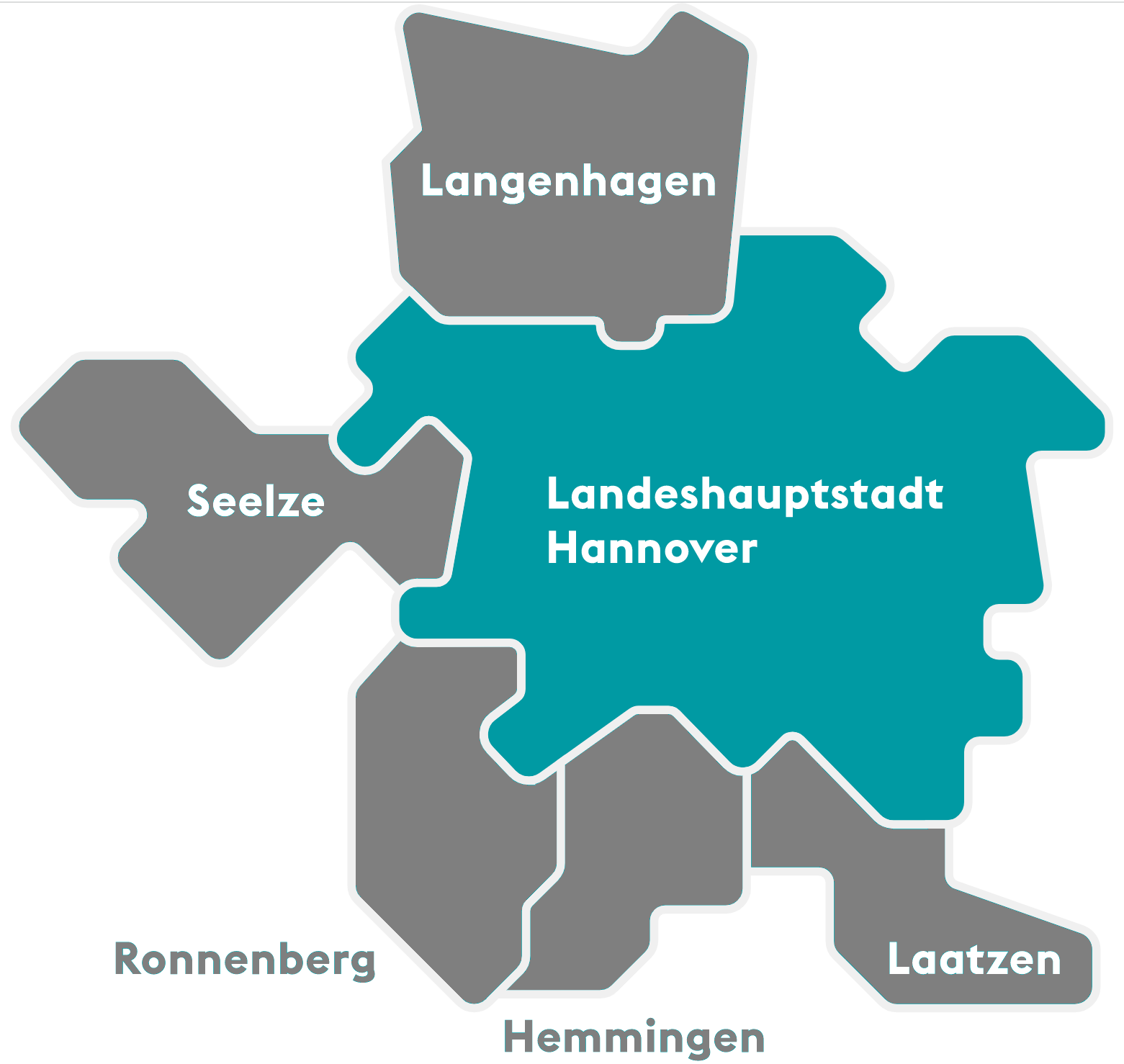 Karte der Region Hannover mit farblich hervorgehobener Landeshauptstadt Hannover als Fördergebiet